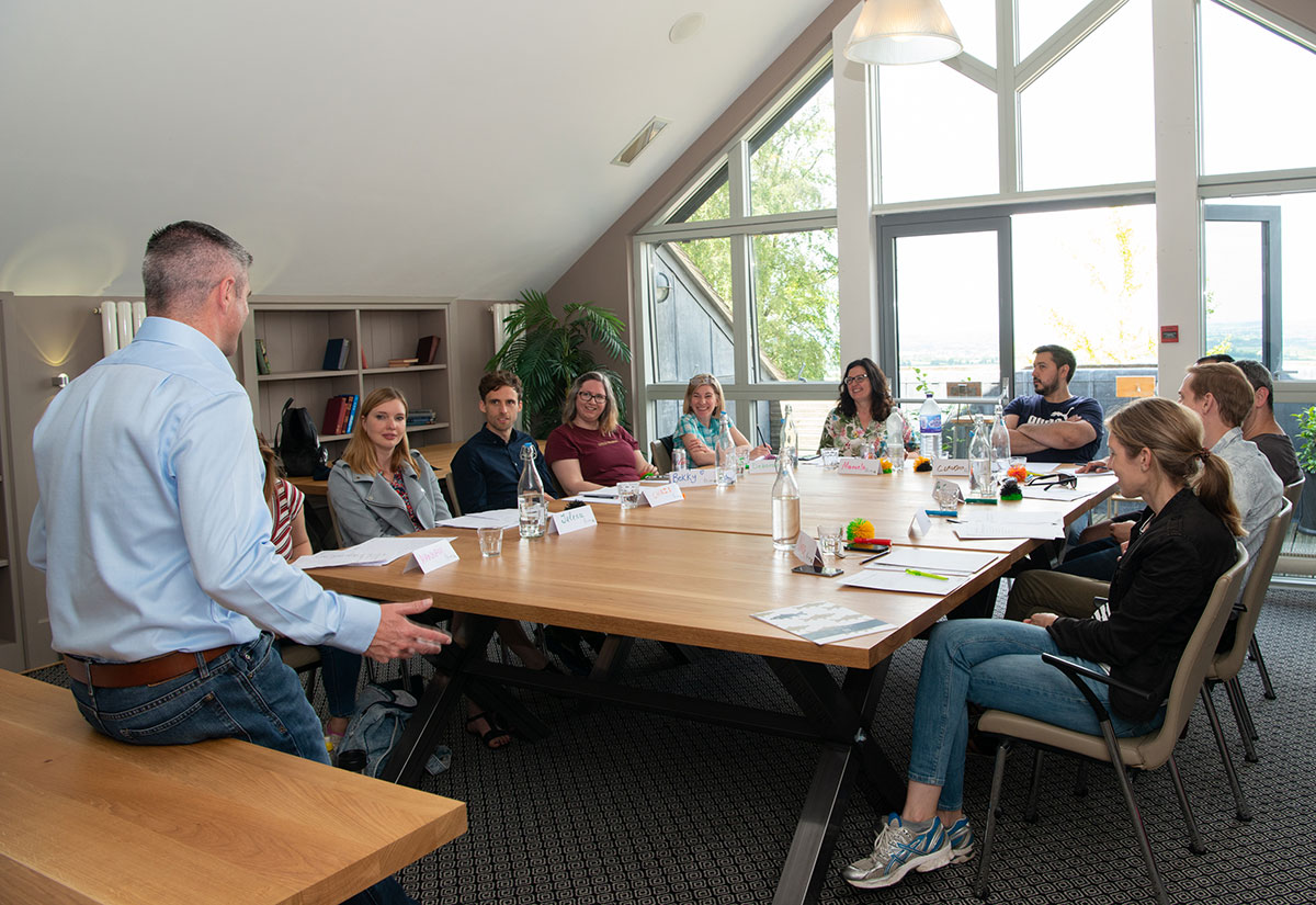 Anthony Donovan training with office team